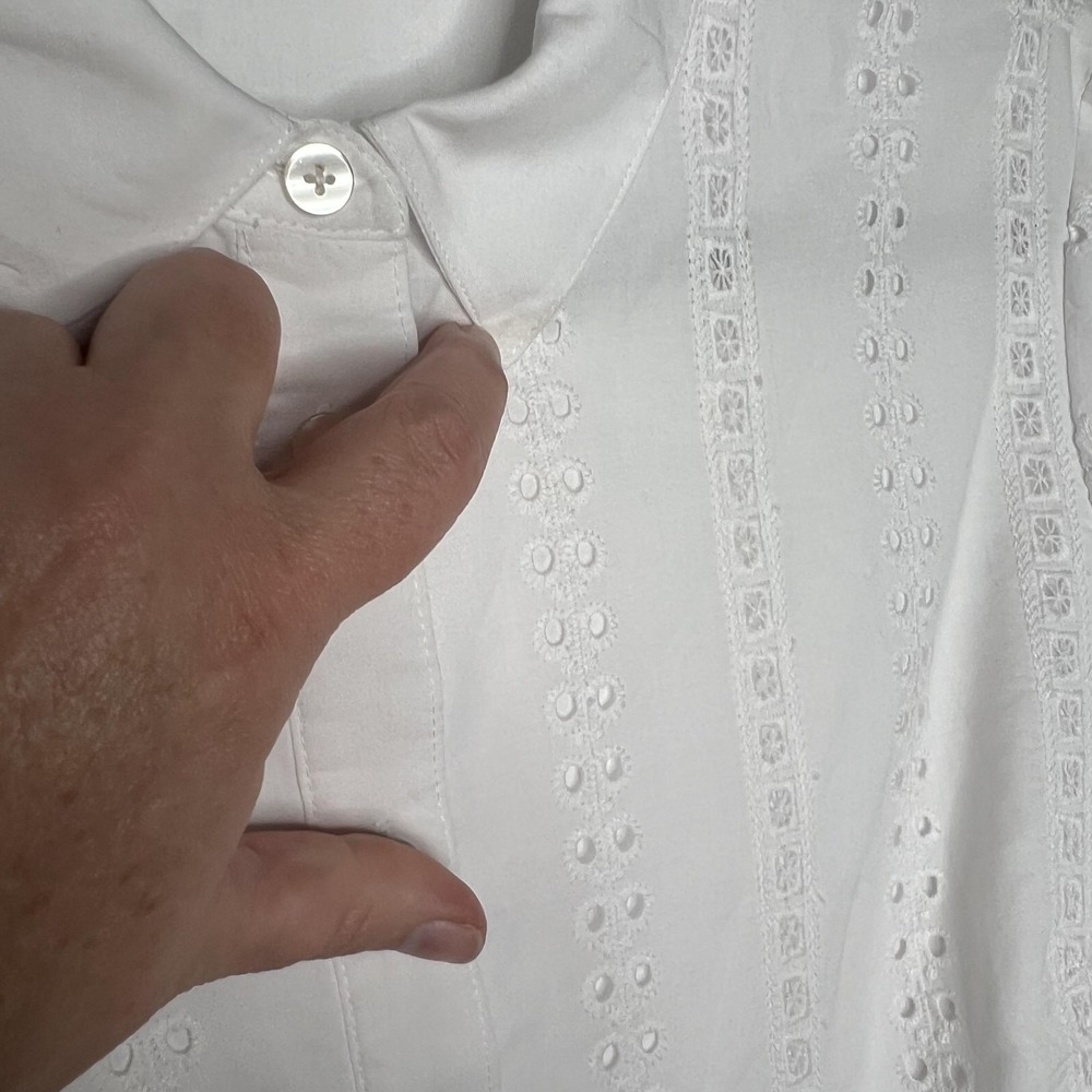 Draper James Dress Womens 4 White Eyelet Shirt Dress Long Sleeve Lined DRW0642 - Picture 4 of 13